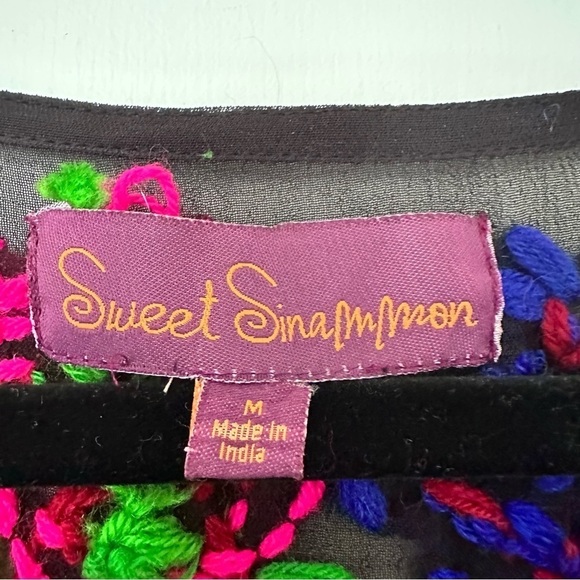 Sweet Sinammon Multicolor Paisley Embroidered Long Sleeve Top Womens Medium - Picture 5 of 8